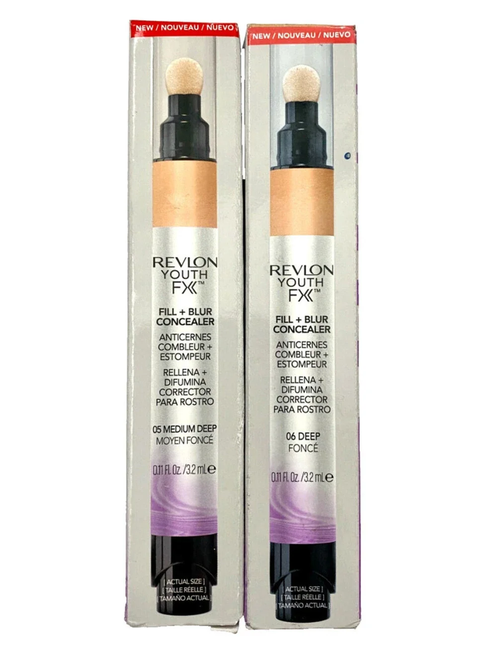 2-Pack NEW Revlon Youth Fx Fill + Blur Concealer in 05 Medium 06 Deep (Boxed)
